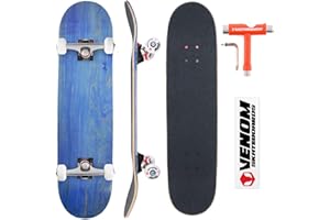 VENOM SKATEBOARDS Venom Core Skateboards Complete Skateboard -Double Kick Trick Skateboard for Kids Boys/Girls Adults Beginners -Advance- Inc Deck/Trucks/Bearings Abec 9 /Wheels/Griptape/Tool