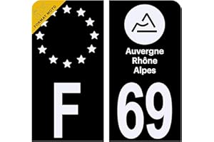 HADEXIA Autocollant Sticker Plaque d'immatriculation Moto Département 69 Rhône Noir Plaque Plexiglas