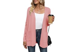 Yommay Cardigan for Women Loose Casual Lightweight Ladies Long Sleeve V-neck Knitted Sweaters with Pockets