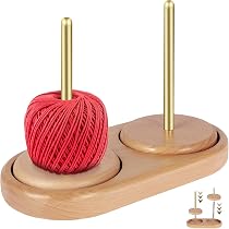 Dévidoir Laine Magnétique Double Broche - Support Bois, Rotation 360° - Pour Tricot, Crochet