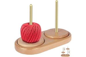 KTCINA Supporto Gomitolo di lana doppio in legno per svolgitore di lana gomitolo doppio gancio sospeso rotante senza nodi portatile porta filo in legno per maglieria regalo per amanti del lavoro a maglia (E)
