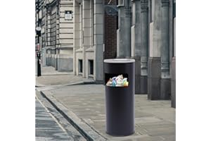 EurHomePlus Nero Posacenere Cestino In Acciaio Inox Cestino Esterno Posacenere