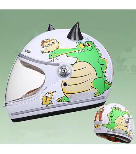 Moto Bambini Casco Moto Integrale Bambini - Four Seasons Con Visiera E Bavaglino Casco Leggero Visiera - 11