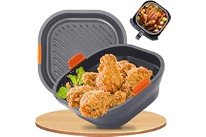 VORTIX 21cm Teglia per Friggitrice ad Aria [Set da 2] - Struttura in Acciaio Inox Indeformabile, Pieghevole e Lavabile in Lavastoviglie - Con Ninja/Philips/COSORI/Tefal/Russell Hobbs/Cecotec/Princess