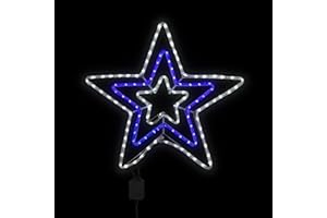 The Christmas Workshop 72590 Bright Star Christmas Window Light | Indoor or Outdoor Christmas Decorations | 120 Blue and White LED Lights | Mains Operated | 72cm x 70cm