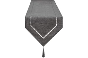 SANLEHAUSE Camino de Mesa Lino Gris 32 x 220 cm, Camino de Mesa, Liso, Moderno, Camino de Mesa de Fácil Cuidado para Mesa de Comedor, Mesa de café, Restaurante, Decoración