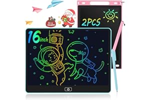 AUZMAI 2PCS Tablette D'écriture LCD 16 Pouces Bleu 10 Pouces Rose Tablette Dessin, Tableau de griffonnage Coloré Effaçable Jouets Éducatif Cadeau d'anniversaire
