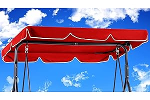 KRRRSJDJ Hollywoodschaukel Dachbezug 210 x145 cm Wasserdicht,Hollywood Swing Ersatzdach Winddicht, Dauerhaft Hollywoodschaukel Ersatzdach Reißfest, Polyestertuch Anti-UV Staubdicht (210 * 145cm,Rot)