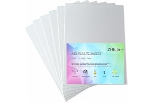 ZHluja White ABS Plastic Sheets- 1.5mm/0.060" Thick,305 x 406mm, 6 Pack for Laser Cutting, and Moldable