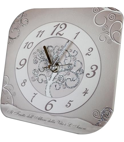 Albalù Bomboniera Orologio Albero della Vita in Legno 16x15 cm – Orologio da Tavolo con Scatola Regalo – Bomboniera per Battesimo, Comunione, Cresima, Matrimonio