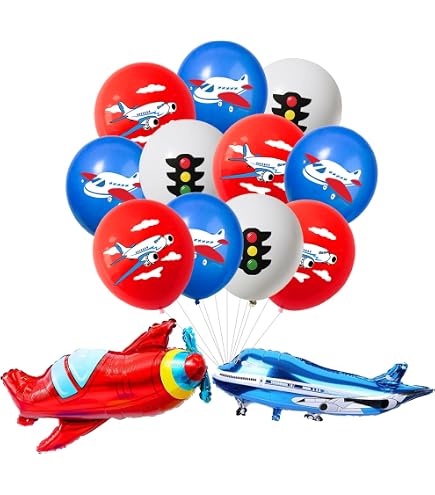 3 Stück Flugzeug Folienballons - XXL Helium Ballons Für Kindergeburtstag & Mottoparty