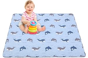 MIIMER Machine Washable Baby Floor Play Mat 127x127 cm, Non Slip One-Piece Baby Crawling Mats for Tummy Time, Portable Playpen Mat Playmat for Babies Infants and Toddlers
