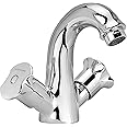 Hindware F920034CP Lyra 2-in-1 Brass Center Hole Basin Mixer for Bathroom (Chrome Finish), Tap for Wash Basin