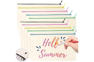 Bluelves DIY Blanko Stoff Federmäppchen, 10 Stück Stoffbeutel Reißverschluss Blanko, Mäppchen zum bemalen, Federmäppchen zum Bemalen, Kleine Segeltuch Kosmetiktasche Stoff, 21 x 12 cm