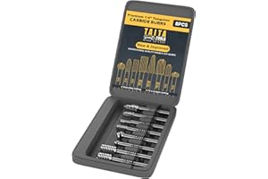 TAITATOOLS 8PC Carbide Burr set 1/4" Shank - Tungsten Double Cut Rotary Die Grinder Bits - Cutting Burrs For Most Drills And Die Grinding Accessories - Wood Carving And Metal Working