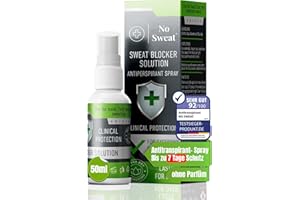 NO SWEAT Massima forza, potente deodorante per il trattamento di sudorazione eccessiva e iperidrosi, dura fino a 7 giorni -50 ml)
