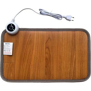 Scaldapiedi elettrico: tappetino riscaldato 30 x 50 cm con termostato, tappetino riscaldante con 10 impostazioni di calore, retro antiscivolo, tappetino riscaldante per evitare piedi freddi con timer