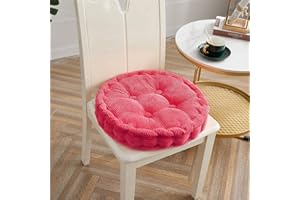 Lukery Rond Coton Coussins de Chaise Tatami Coussin D'assise Confortable Respirant Rembourrés Coussins de Siège pour Bureau Jardin Intérieur Extérieur Décoration (Rose Rouge,40X40CM)