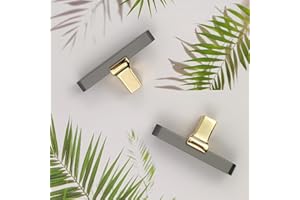 Pexintek 10 Pack Drawer Knobs Golden Gold Modern Solid Cabinet Knobs Furniture Handles Kitchen Drawer Handles Vintage Knobs for Kitchen, Cupboards, Chest of Drawers (Gold and Grey)