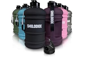 ‎SMILODOX SMILODOX Trinkflasche 2,2 & 1,3 Liter - Extra Stark Sport & Fitness Wasserflasche mit Druckverschluss - BPA-Frei Sportflasche, Ideal für Fitnessstudio, Bodybuilding, Outdoor-sport, Wandern & Büro