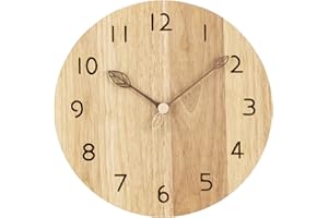VIVILINEN Orologio da Parete in Legno Massello Naturale, Orologio da Parete Silenzioso Nessun Ticchettio per Cucina, Soggiorno, Camera da letto