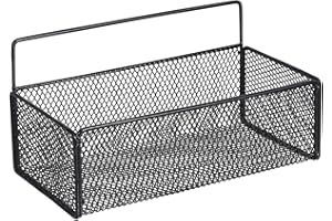 IMIKEYA Cesta de almacenamiento de metal con rejilla de pared, color negro, cesta de almacenamiento para cocina, baño, cesta de alambre de pared, cesta de metal para salón, baño, cocina, 27 x 15 x 14