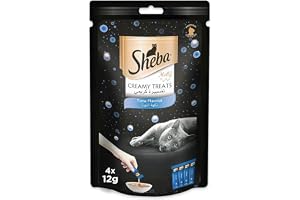 Sheba Cat Food, Melty Tuna Flavor Cat Food Wet Creamy Treats, Premium Luxurious Indulgence, Fed by Hand for a Special Moment so Your Cat Can Find Relish with this Sheba Wet Food Treat, Pack of 4x12g