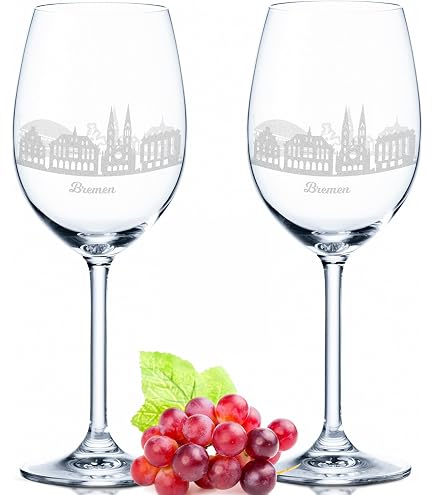 GRAVURZEILE Leonardo Weingläser Mit Skyline Gravur – Borkum Motiv, 460 Ml, Spülmaschinenfest, 2er-Set