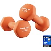 SONGMICS 2 x Neoprene Coated Hex Dumbbells for Strength Training, Fitness and Home