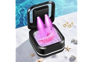 VEHOUKLI Ultrasonic Cleaning Device Dental Pod 42 kHz, Portable Ultrasonic Cleaner Dental Pod for Dentures, 28 W, UV Ultrasonic Cleaning Device for Dentures, Ultrasonic Cleaner 180 ml, for Retainer, Holiday