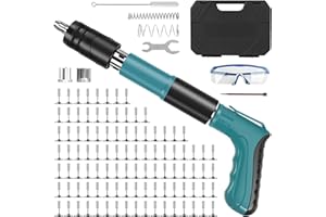 KOUAMOR Pistolet à clous Nail Gun avec 110 clous ronds, mini pistolet à clous manuel en acier, pistolet à clous en acier pistolet à clous pour béton pour ancrages de plafond et mur, dispositif de fente de fil