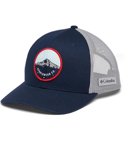 Columbia PFG Mesh Flat Brim Ball cap, Unisex, Black Fish Flag