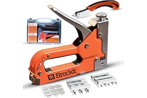 BRACKIT Bracket 5-in-1 Heavy Duty Staple Gun with 2400 Staples & Stapler Remover – Upholstery Staple Gun Heavy Duty for Wood Crown U & T Shape Brad Nail Staple Gun – Wall Stapler – Ideal for DIY
