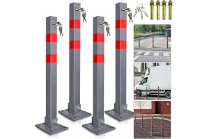 Monucep 4 stycken parkeringsspärr vikbara, låsbara parkeringsplatser för privat parkering och parkeringsplats, med 3 nycklar och reflekterande varningsremsor, för skydd mot främmande parkeringsplatser