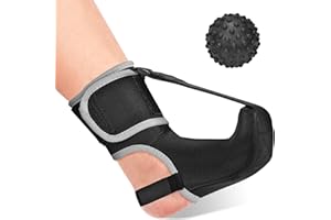 ECHOBUY Plantarfasziitis Nachtschiene mit Massageball und Verstellbare Riemen Plantarfasziitis Socke Fersensporn Bandage Plantarfasziitis Bandage zur Linderung von Fußschmerzen (Schwarz-M)