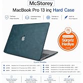 McStorey MacBook Pro 13 Deri Desenli Kılıf A1706 A1708 A1989 A2159 Uyumlu İnce Hafif Sert Kılıf Koruyucu Kapak 2016-2019 Laci