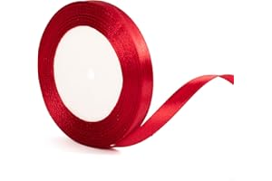 ZSYIULIA 10mm Burgundy Red Christmas Ribbon for Gift Wrapping 22m, Dark Red Thin Satin Ribbon for Present, Hair Bow, Xmas Gift, Cake Crafting, Wedding and Car Decoration