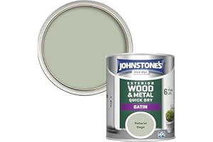 Johnstone's - Quick Dry Satin Natural Sage Finish Exterior Wood & Metal Resistant to cracking peeling 6 years of life 12m2 Coverage per Litre 750 ml (Pack 1)