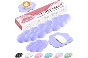 Sushret Memory‑Schaum Cloud Handballenauflage Tastatur‑Set, 4‑in‑1: Ergonomische Tastatur Handballenstütze & Mauspad, rutschfest, für Office, Gaming und Home‑Office, Lila