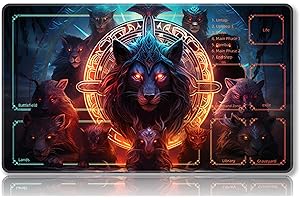 Mipikel Tapete de juego para MTG, tapete de juego con zonas, tamaño 24 x 14 pulgadas, TCG y tapete de juego de mesa para tarjetas, bolsas de almacenamiento gratis, alfombrilla de mouse (colorido 21,