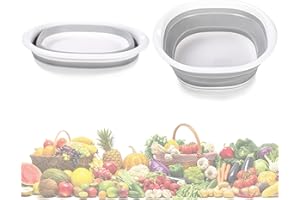 Kinwodon Collapsible Washing up Bowl, 4L Folding Hand Wash Basin Portable Washbasin Multipurpose Outdoor Travel Basin Bucket for Kitchen Camping Caravans