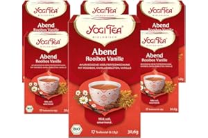 ‎YOGI TEA Yogi Tea Abend Rooibos Vanille, Ayurvedischer Bio Gewürztee, mit Kamillenblüten und Vanille, 6x17 Beutel (102 Teebeutel insgesamt)