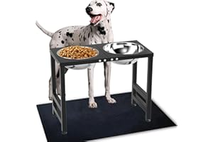 ADENGL Erhöhter Futternapf aus Metall für große extra große Rassen, erhöhter Hundenapf, Ständer mit spritzwasserfester Matte und 3000 ml Futternapf, 43,2 cm hoher Futter- und Wasser-Futterspender für extra