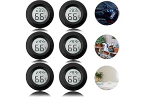 Nizirioo - Termometro digitale per interni, confezione da 6 mini misuratore di umidità dell'aria, ℃/℉, mini igrometro per serra, cantina, cameretta dei bambini, nero, rotondo