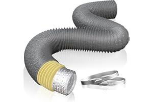 Hon&Guan Diameter 100 mm PVC Aluminium Pipe Exhaust Hose Length 2.5 m, Insulated Heat Insulation Sound-Insulated Aluminium Pipe Flex Hose for Bathroom Fan, Air Conditioning, Plant Box, Extractor Hood