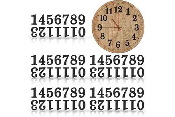 Jetec 75 Pièces Numéros en Bois en 5 Ensembles, Numéros d'Horloge Arabe en Bois avec Adhésif pour DIY Décoration d'Horloge (Noir)