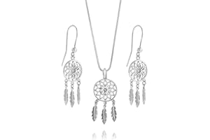 LillyMarie Femme ensemble de bijoux Argent 925 pendentif Swarovski Elements originaux Attrape Rêve transparent longueur réglable Écrin bijoux Cadeaux partenaires