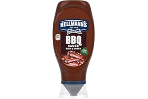 Hellmann's Rich & Smoky BBQ Sauce Condiment squeeze bottle made of 100% recycled plastic for burgers, chicken and chips 490 g
