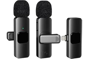 BYBRUTEK Wireless Lavalier Microphone for iPhone iPad Video Recording Podcast, Professional Lapel Mini Microphones 2.4G Ultra-Low Delay, Built-in Noise-Canceling Chip