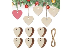 HEQISHUN 60 Pezzi di Cuore di Legno per Decorazioni Etichette In Legno Decorative 80 mm Etichette In Legno Decorative Non Finite Naturali Ornamenti Fai-Da-Te Utilizzate per Decorare Matrimonio